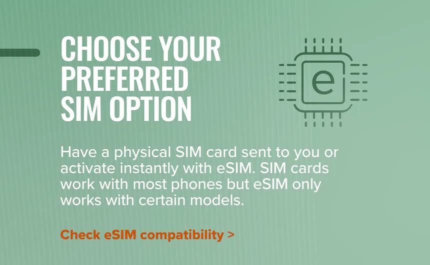 Choose your preferred SIM option