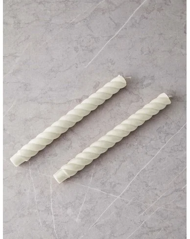 Rope Taper Candles (Set Of 2) by Greentree Home - Cream