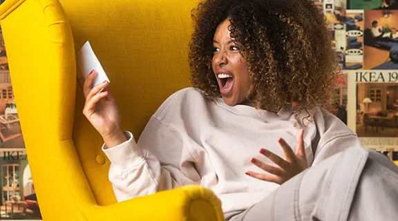 Person excited by IKEA pop up prices