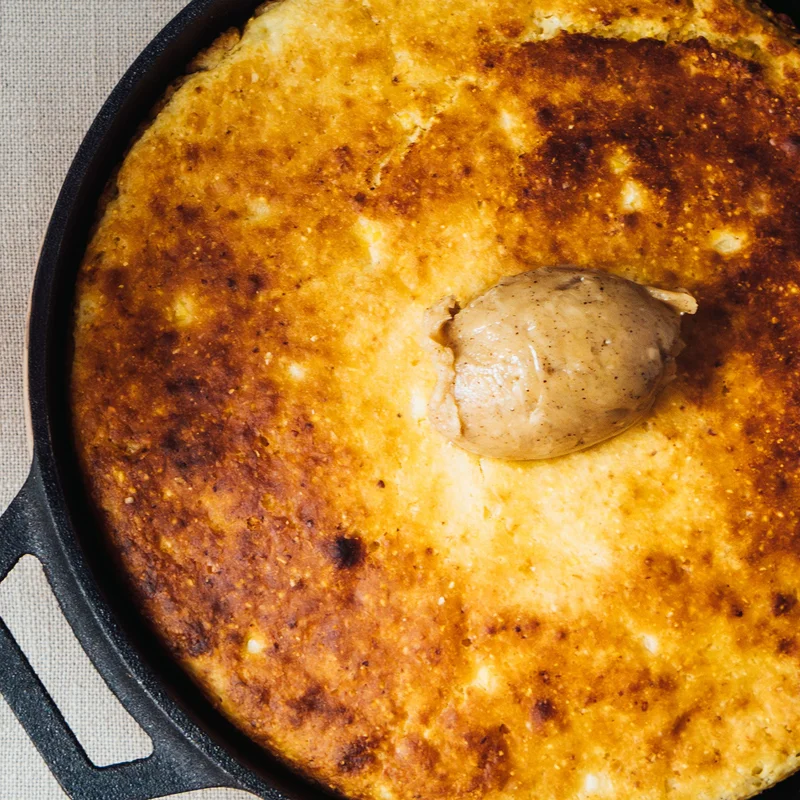 Skillet Brown Butter Cornbread with Miso Maple Butter