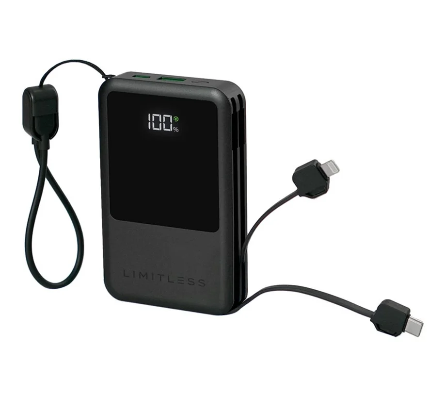 Limitless 10,000mAh Power Bank w/ Built in Cables & 15W Magnetic Charge