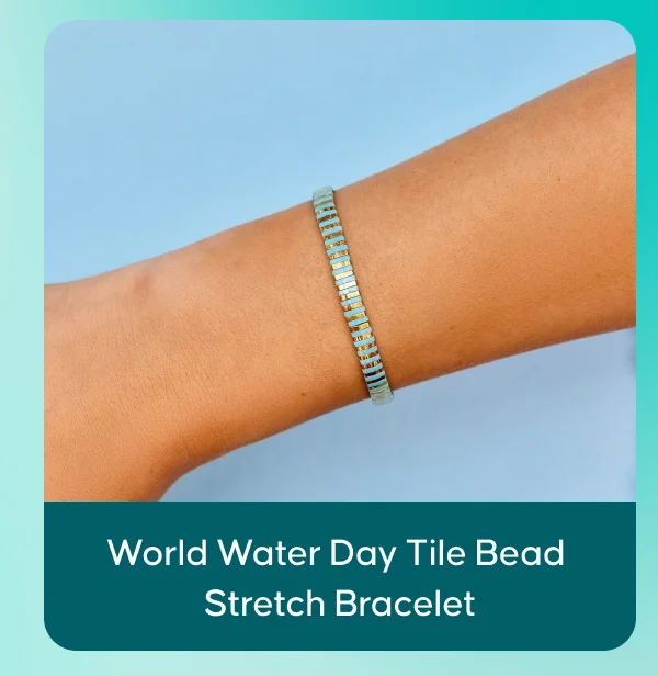 World Water Day Tile Bead Stretch Bracelet