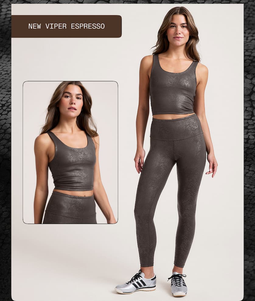 PowerShine Viper High Waisted Midi Legging in Espresso Viper