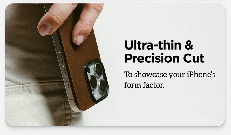 Designed with microsuction patches and an integrated magnet array, Magnetic Leather Back stays securely attached to your iPhone day in and day out. Remove and reinstall it with a satisfying snap.
