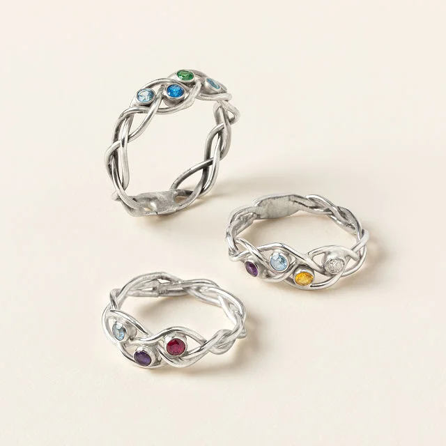 Handmade Braided Birthstone Ring