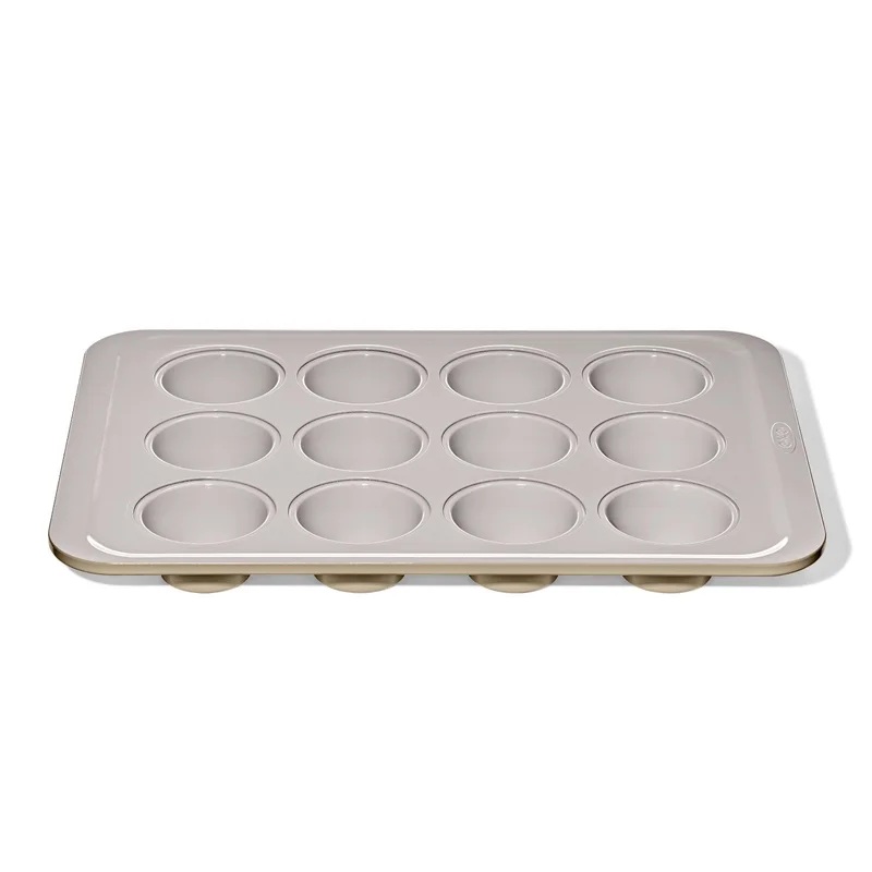 Image of Non-Stick Pro Ceramic Coated Metal Bakeware 12-Cup Muffin Pan - Biscuit