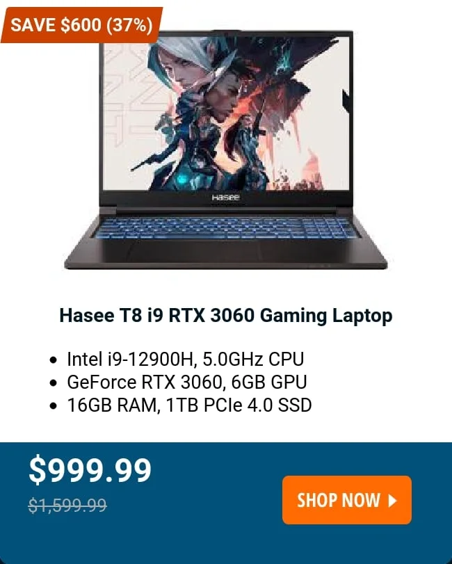 Hasee T8 i9 RTX 3060 Gaming Laptop