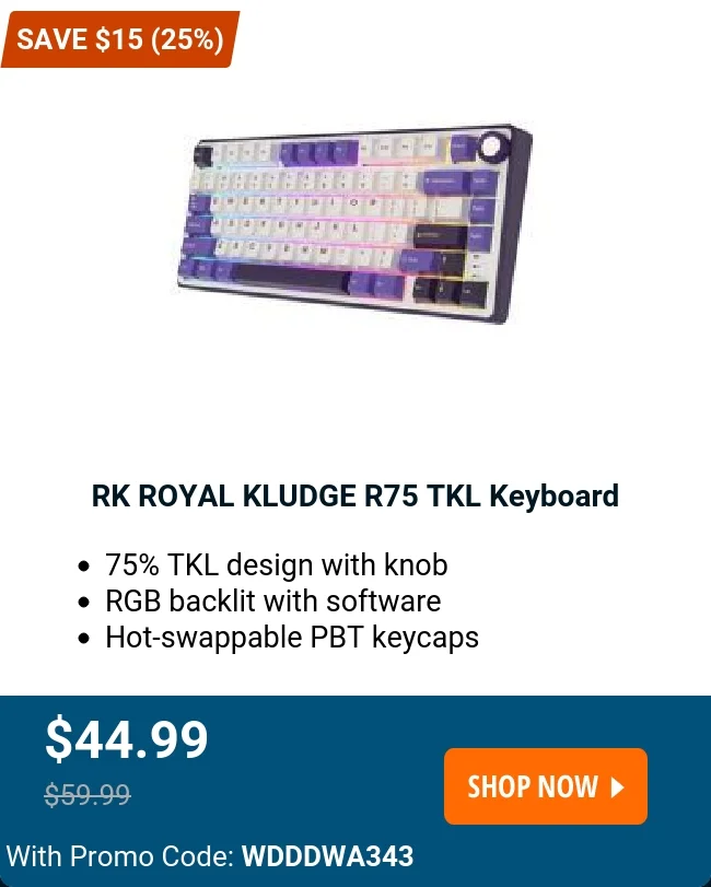 RK ROYAL KLUDGE R75 TKL Keyboard
