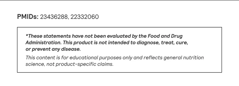 FDA disclaimer text stating ARMRA content is for educational purposes only with PMIDs listed.