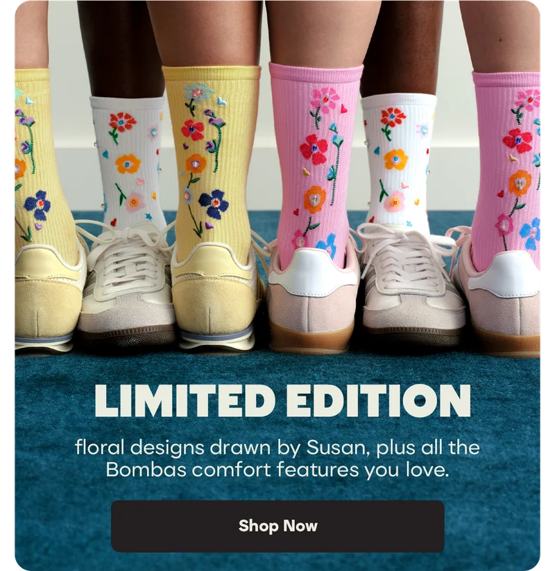 LIMITED EDITION | floral designs drawn by Susan, plus all the Bombas comfort features you love. | Shop Now