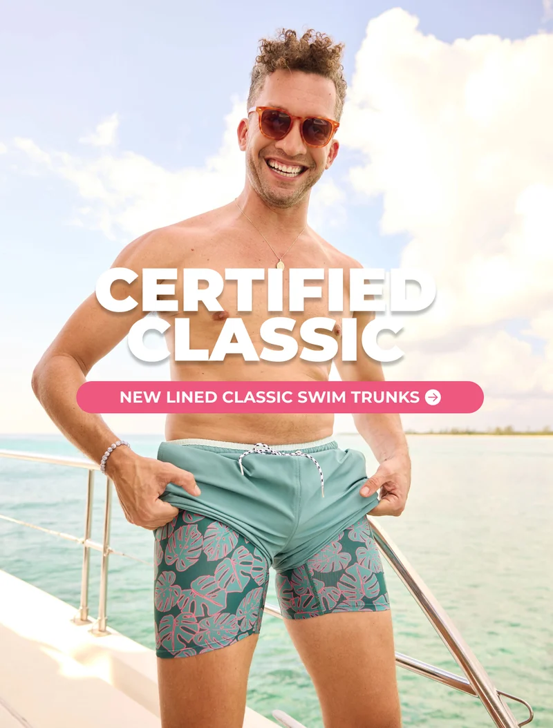 NEW LINED CLASSIC SWIM TRUNKS