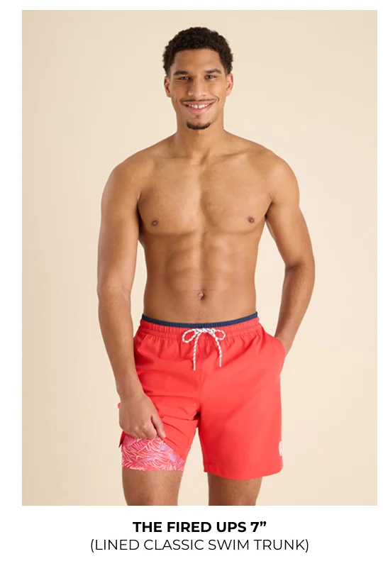 Lined Classic Swim Trunk: The Fired Ups 7"