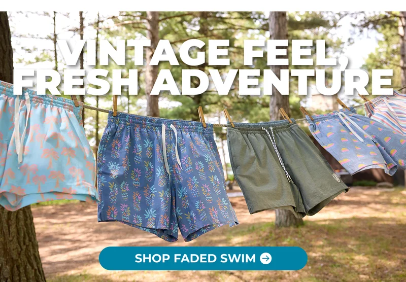 VINTAGE FEEL, FRESH ADVENTURE: Shop NEW Faded Swim Trunks