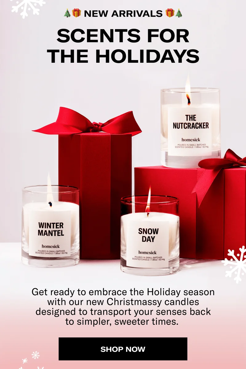 🎄🎁 NEW ARRIVALS 🎁🎄 | SCENTS FOR THE HOLIDAYS | Get ready to embrace the Holiday season with our new Christmassy candles designed to transport your senses back to simpler, sweeter times.&nbsp;| SHOP NOW