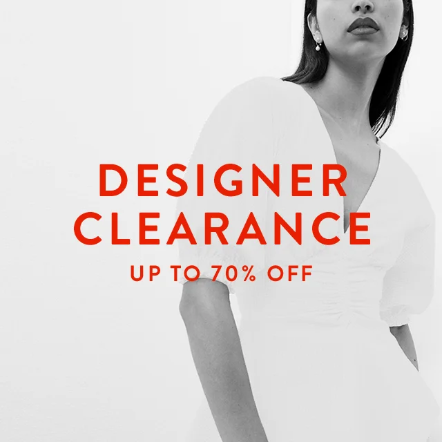 Designer clearance: up to 70% off.