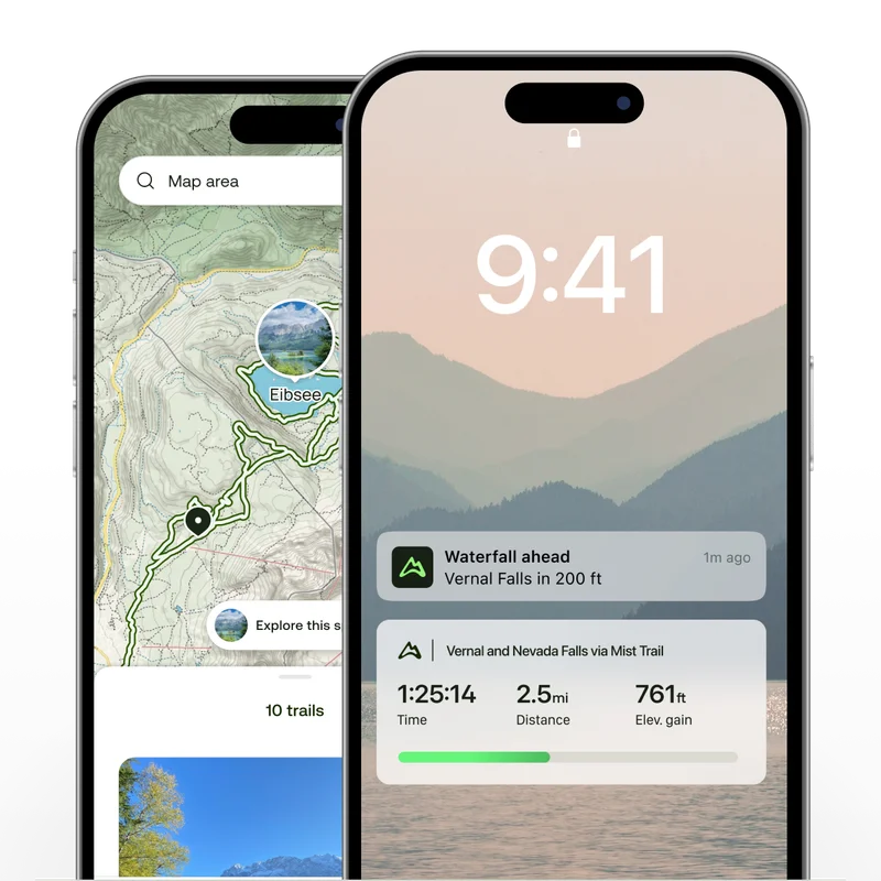 Image of phone showcasing various AllTrails features for Points of Interest
