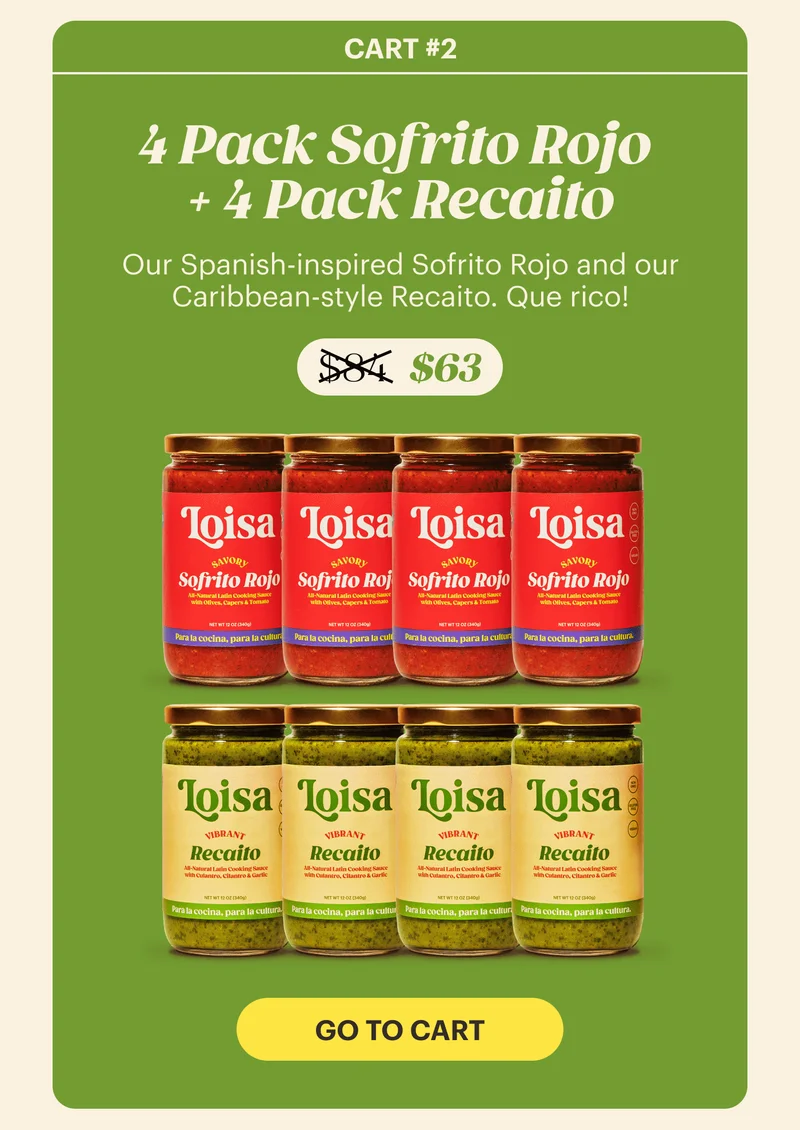 4 Pack Sofrito Rojo + 4 Pack Recaito ($84 $63) GO TO CART