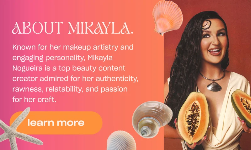 about Mikayla. Known for her makeup artistry and engaging personality, Mikayla Nogueira is a top beauty content creator admired for her authenticity, rawness, relatability, and passion for her craft.
