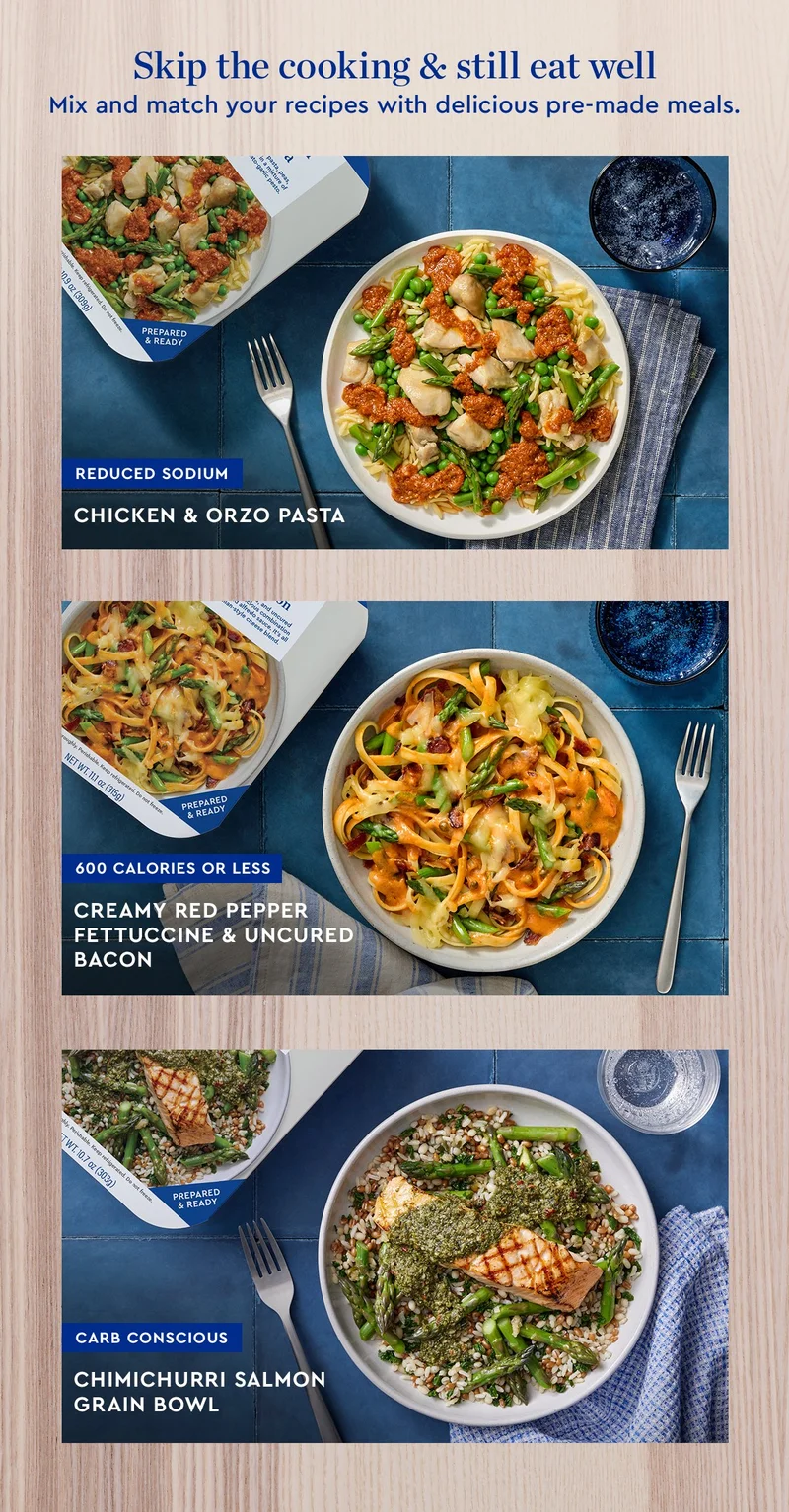 Skip the cooking & still eat well | Mix and match your recipes with delicious pre-made meals.