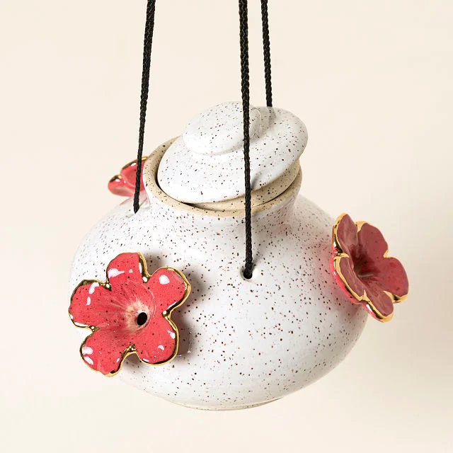 Hand-Painted Ceramic Hummingbird Feeder