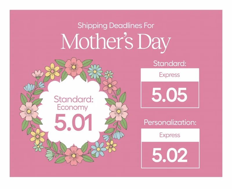Shipping Deadline for Mom's Day!