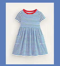 Fun Towelling Dress - Sapphire Blue/Vanilla Pod