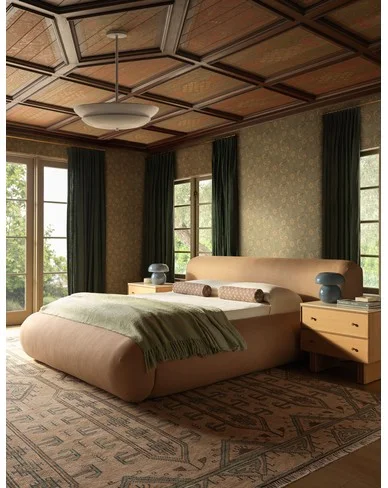 Penley Rounded Platform Bed-Flax Performance Cotton Weave / Twin