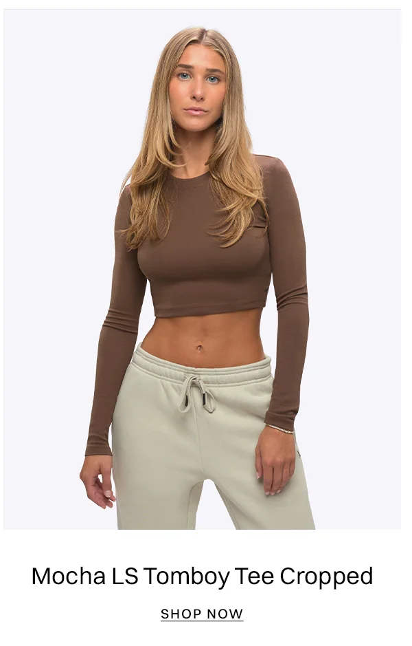Mocha LS Tomboy Tee Cropped