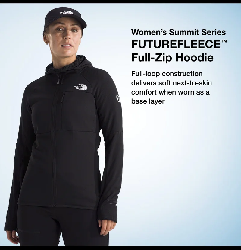 Women's Summit Series FUTUREFLEECE™  Full-Zip Hoodie full-loop construction delivers soft next-to-skin comfort when worn as a base layer