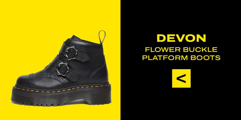 DEVON FLOWER BUCKLE LEATHER PLATFORM BOOTS