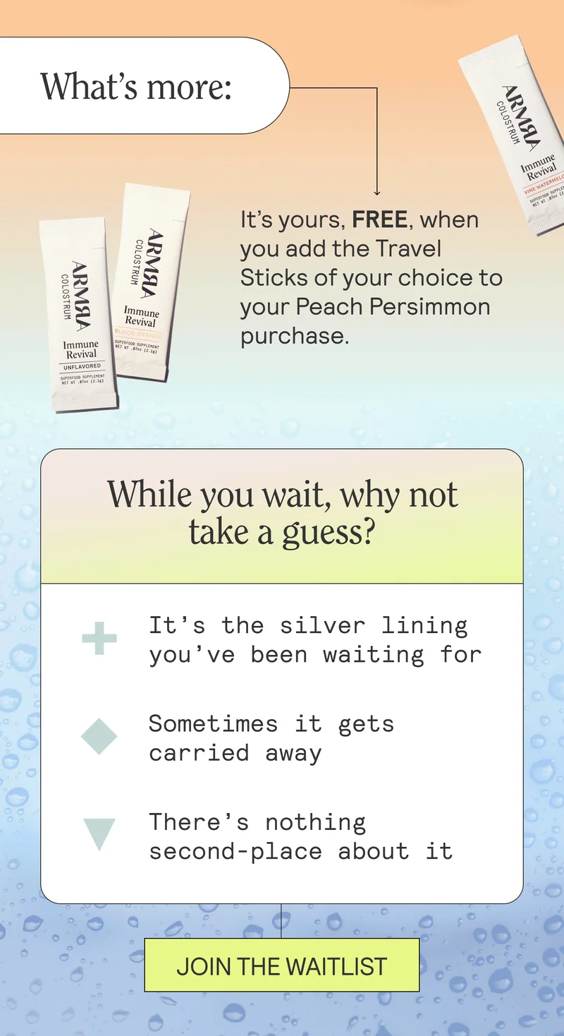 What’s more: it’s yours, FREE, when you add the Travel Sticks of your choice to your Peach Persimmon purchase.    While you wait, why not take a guess?  It’s the silver lining you’ve been waiting for Sometimes it gets carried away There’s nothing second-place about it