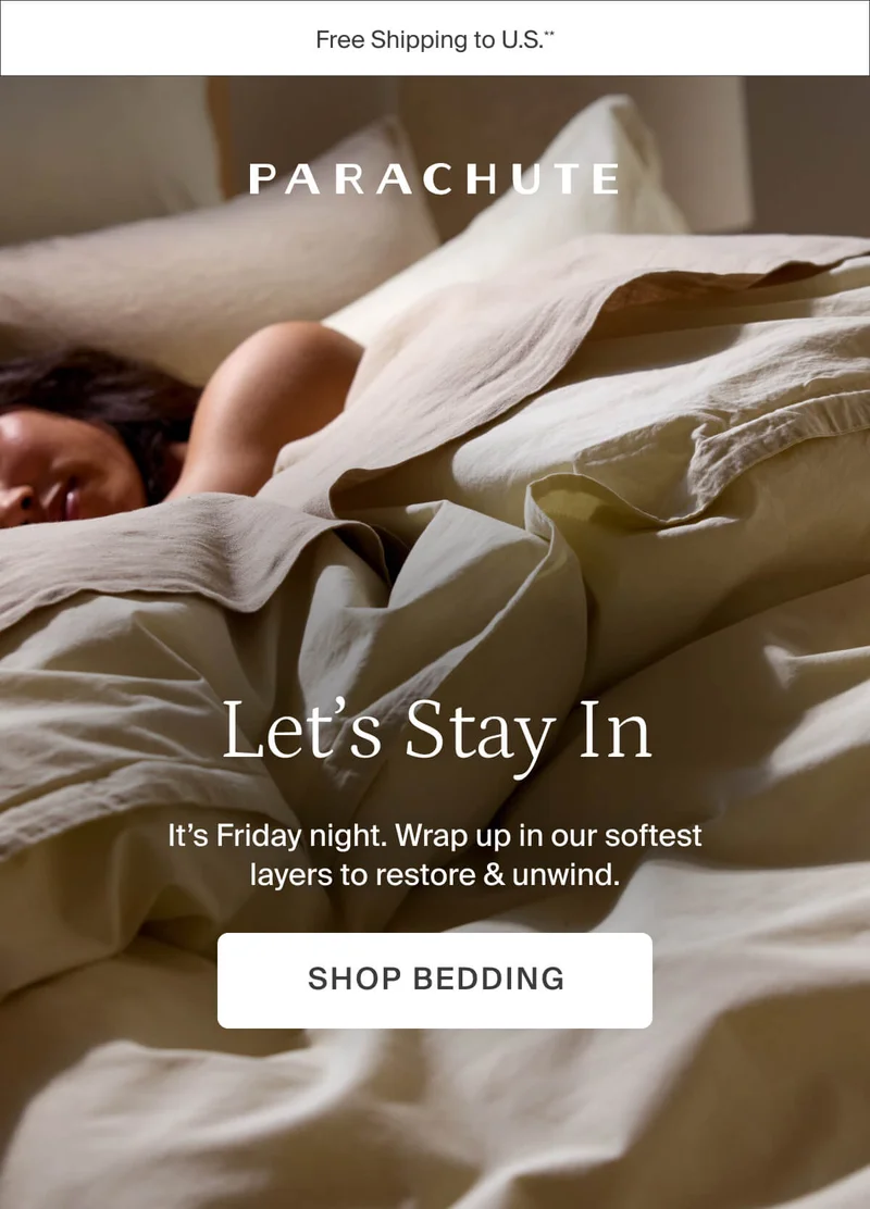 Let's stay in. Shop bedding.