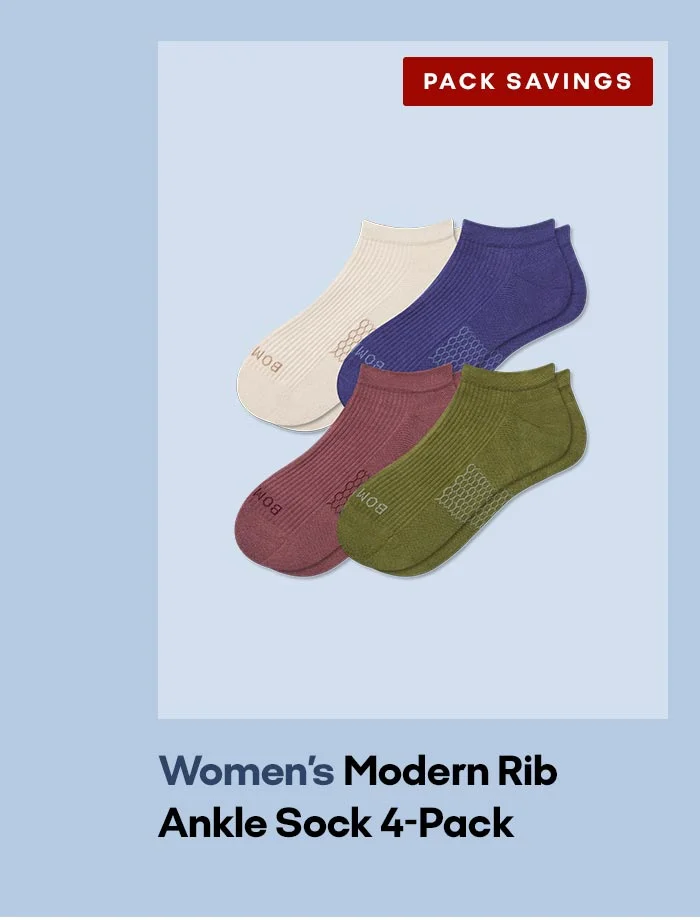 PACK SAVINGS | Women's Modern Rib Ankle Sock 4-Pack
