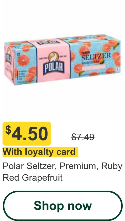Polar Seltzer, Premium, Ruby Red Grapefruit
