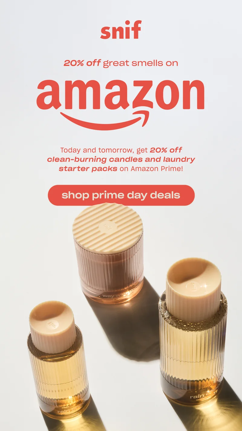 Today and tomorrow, get 20% off clean-burning candles and laundry starter packs on Amazon Prime!