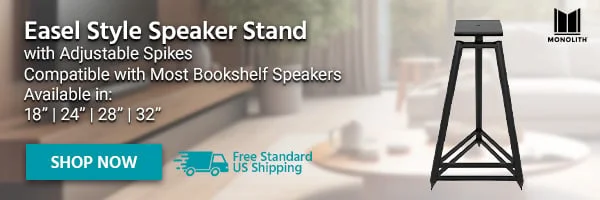 Monolith Easel Style Speaker Stand With Adjustable Spikes