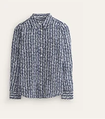 Sienna Silk Shirt - Navy, Abstract Heart