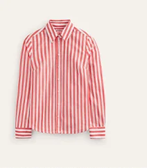 Sienna Cotton Shirt - Bright Red Stripe