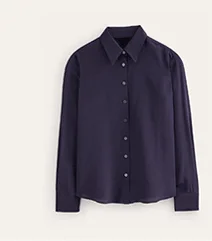Sienna Silk Shirt - Navy