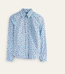 Sienna Cotton Shirt - Heron Blue, Spaced Dot
