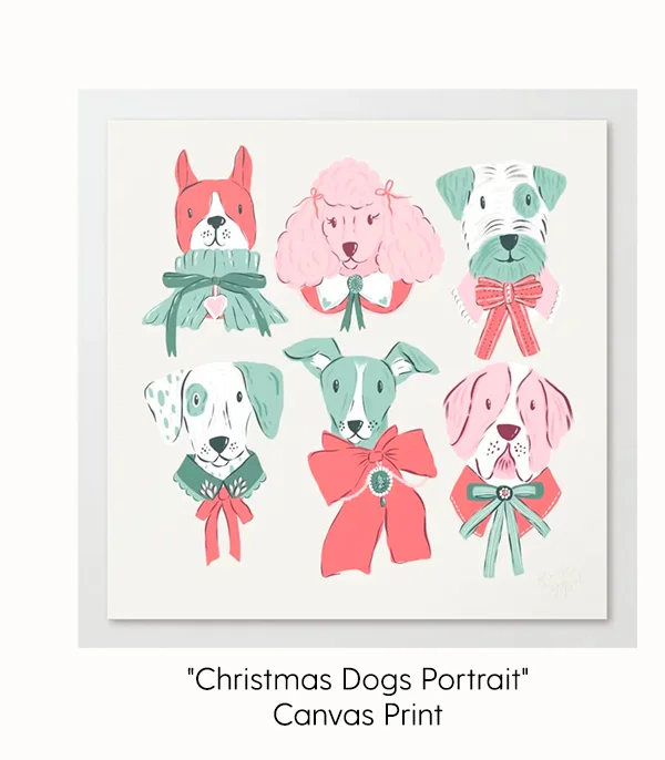 Christmas Dog Portrait Canvas Print by Krissy Mast