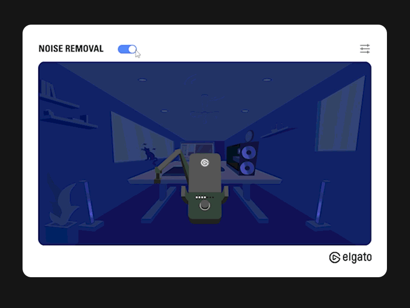 Video of Elgato Noise Removal turning on and off.