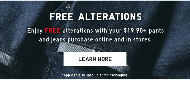 BANNER 1 - FREE ALTERATIONS. LEARN MORE