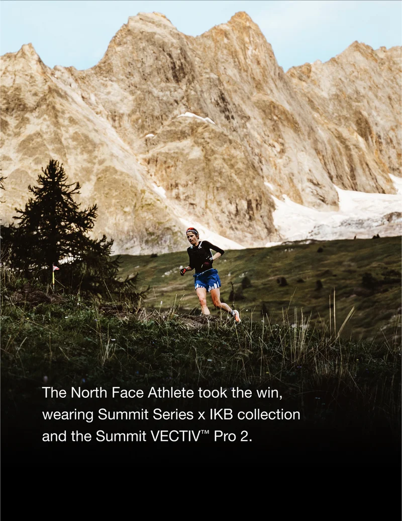 The North Face Athlete took the win, wearing Summit Series x IKB collection and the Summit VECTIV™ Pro 2.