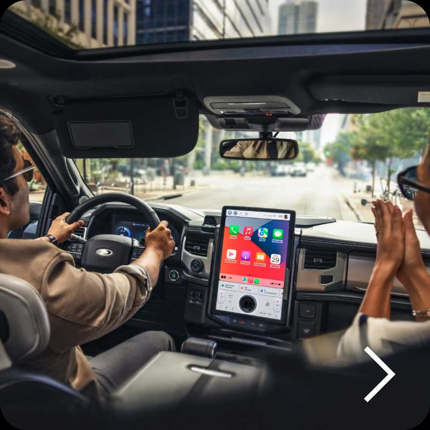 Showcasing tech in the inside of a Ford.