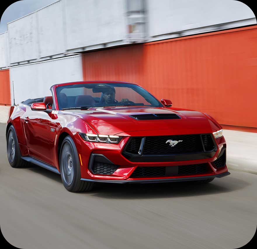 A 2024 Ford Mustang in motion.