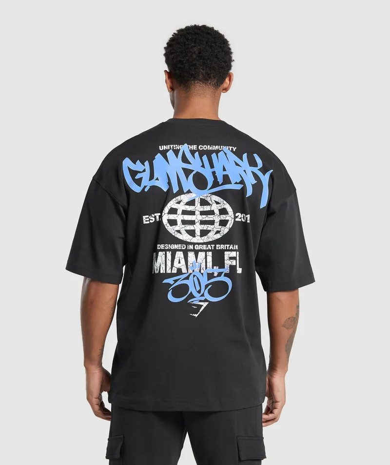 Miami Graphic T-shirt - black/lats blue.