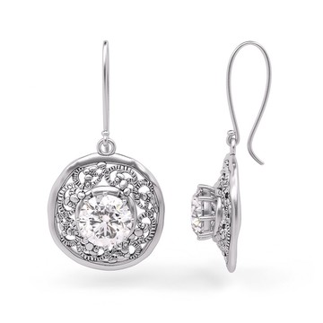 Diamonique 3.80 cttw Lace Design Earrings, Sterling Silver