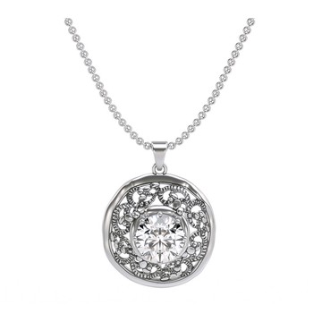 Diamonique 3.80 cttw Lace Design Pendant w/ Chain, Sterling