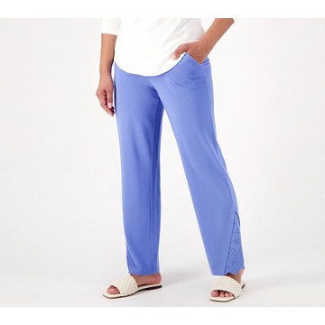 Isaac Mizrahi Live! Regular Knit Pants with Eyelet Trim